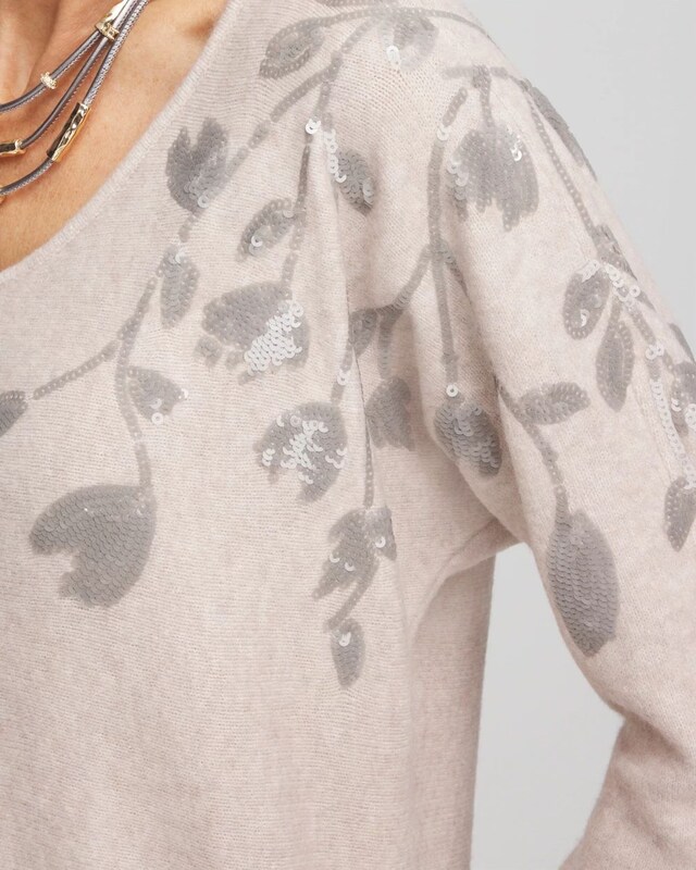 Sequin V-Neck Pullover Sweater - image 4
